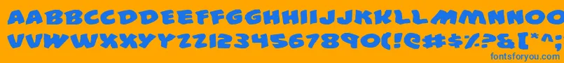 44e Font – Blue Fonts on Orange Background