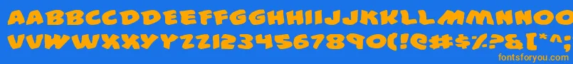 44e Font – Orange Fonts on Blue Background