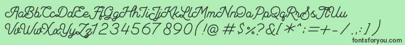 Fonte Andalusea Script PERSONAL USE – fontes pretas em um fundo verde