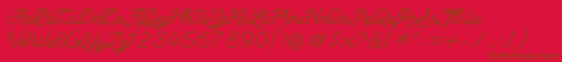 Fonte Andalusea Script PERSONAL USE – fontes marrons em um fundo vermelho