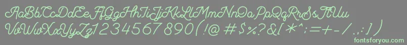 Fonte Andalusea Script PERSONAL USE – fontes verdes em um fundo cinza