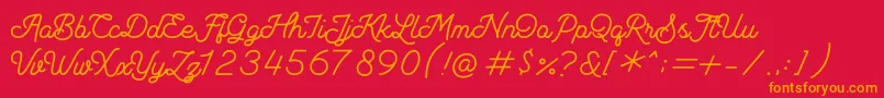 Andalusea Script PERSONAL USE-Schriftart – Orangefarbene Schriften auf rotem Hintergrund