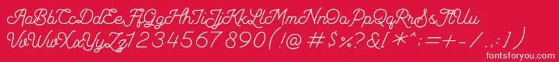 Fonte Andalusea Script PERSONAL USE – fontes rosa em um fundo vermelho