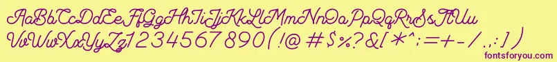 Fonte Andalusea Script PERSONAL USE – fontes roxas em um fundo amarelo