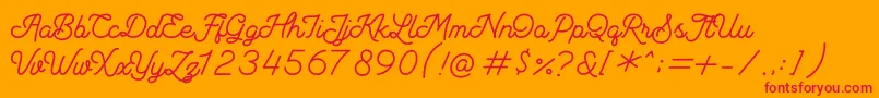 Andalusea Script PERSONAL USE-Schriftart – Rote Schriften auf orangefarbenem Hintergrund