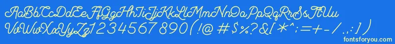 Fonte Andalusea Script PERSONAL USE – fontes amarelas em um fundo azul