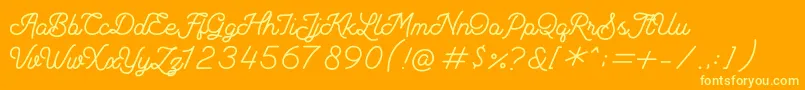 Andalusea Script PERSONAL USE Font – Yellow Fonts on Orange Background