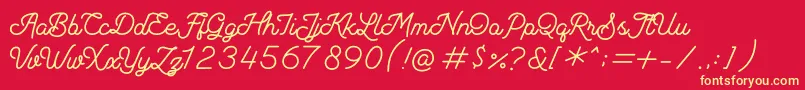 フォントAndalusea Script PERSONAL USE – 黄色の文字、赤い背景