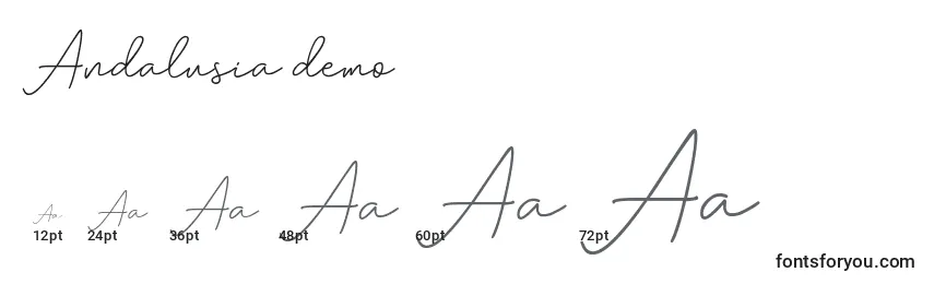 Размеры шрифта Andalusia demo