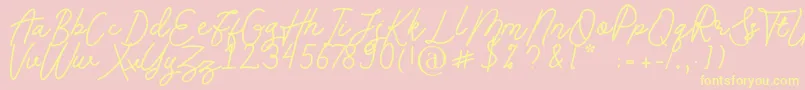 Andalusia-Schriftart – Gelbe Schriften auf rosa Hintergrund