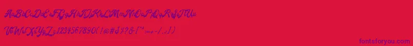 Andalusia-Schriftart – Violette Schriften auf rotem Hintergrund