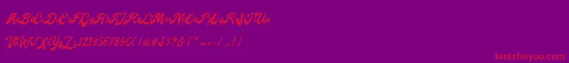 Andalusia-Schriftart – Rote Schriften auf violettem Hintergrund