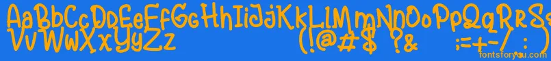 フォントAndalusyaDemo – オレンジ色の文字が青い背景にあります。