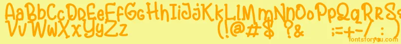 フォントAndalusyaDemo – オレンジの文字が黄色の背景にあります。