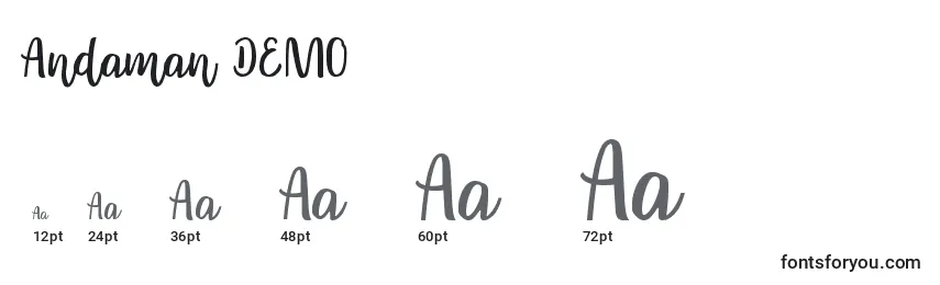 Размеры шрифта Andaman DEMO
