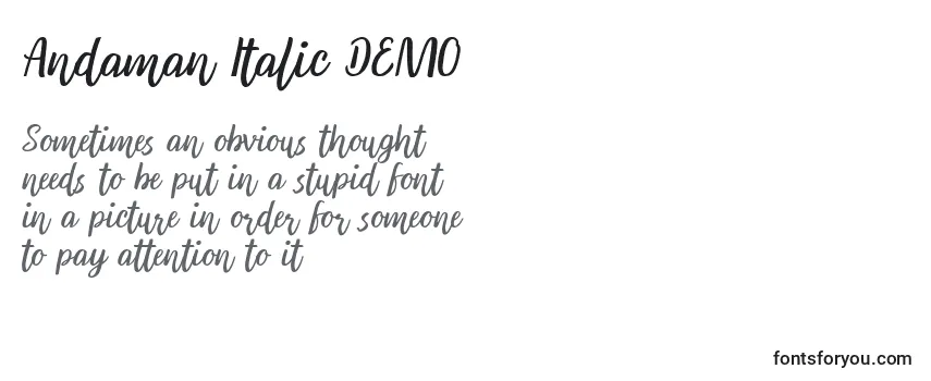 Review of the Andaman Italic DEMO Font