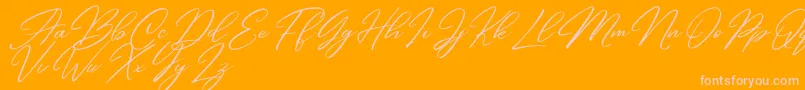 Andasia Demo-Schriftart – Rosa Schriften auf orangefarbenem Hintergrund