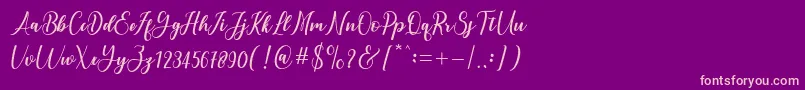 andayani-Schriftart – Rosa Schriften auf violettem Hintergrund