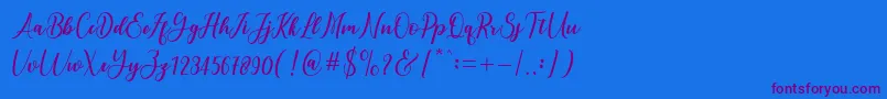 andayani-Schriftart – Violette Schriften auf blauem Hintergrund