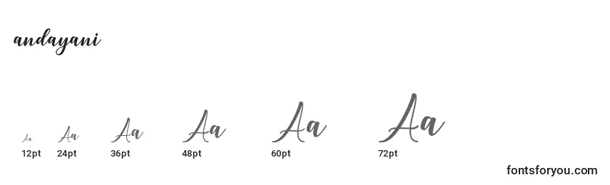 Размеры шрифта Andayani