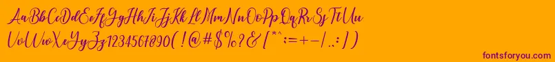 andayani-Schriftart – Violette Schriften auf orangefarbenem Hintergrund