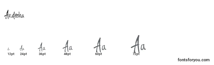 Размеры шрифта Andecha