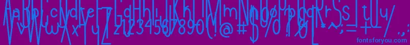 Andeglei sanse-Schriftart – Blaue Schriften auf violettem Hintergrund