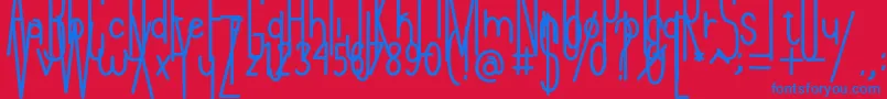 Andeglei sanse-Schriftart – Blaue Schriften auf rotem Hintergrund
