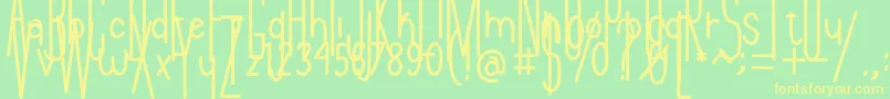 Andeglei sanse-fontti – keltaiset fontit vihreällä taustalla