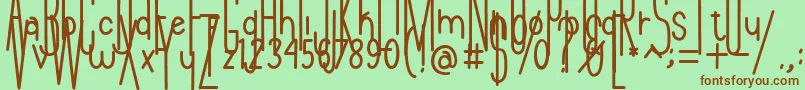 Andeglei sanse Font – Brown Fonts on Green Background