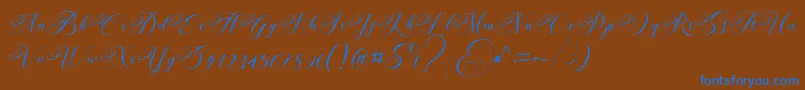 Andeglei-Schriftart – Blaue Schriften auf braunem Hintergrund