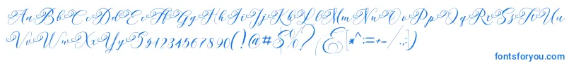 Andeglei-Schriftart – Blaue Schriften auf weißem Hintergrund