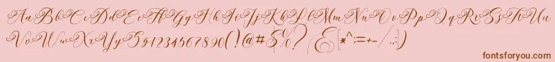 Andeglei-Schriftart – Braune Schriften auf rosa Hintergrund