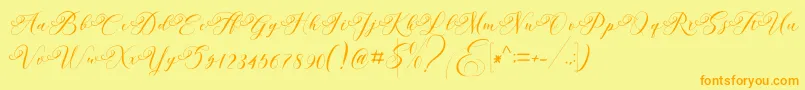 Andeglei-Schriftart – Orangefarbene Schriften auf gelbem Hintergrund