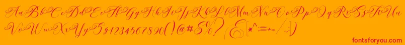 Andeglei-Schriftart – Rote Schriften auf orangefarbenem Hintergrund