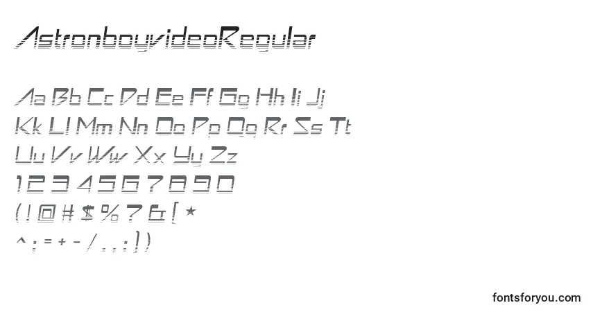 Czcionka AstronboyvideoRegular – alfabet, cyfry, specjalne znaki
