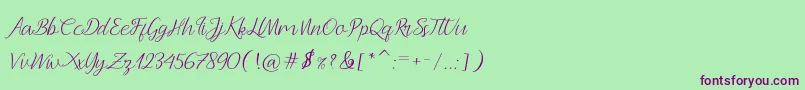 Andella Script Font – Purple Fonts on Green Background