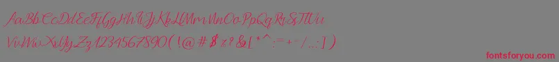 Fonte Andella Script – fontes vermelhas em um fundo cinza