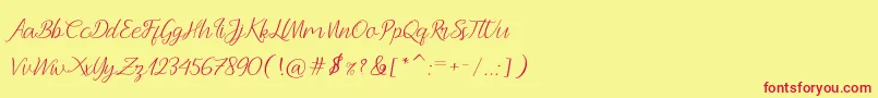 Fonte Andella Script – fontes vermelhas em um fundo amarelo