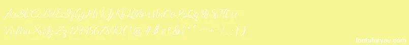 フォントAndella Script – 黄色い背景に白い文字
