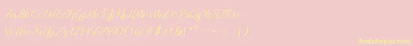 Andella Script Font – Yellow Fonts on Pink Background