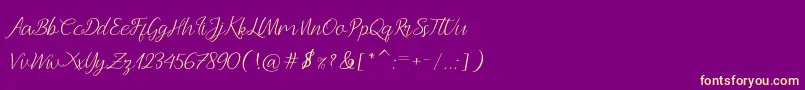 Andella Script Font – Yellow Fonts on Purple Background