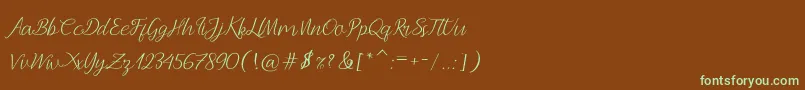 Andella Script Font – Green Fonts on Brown Background