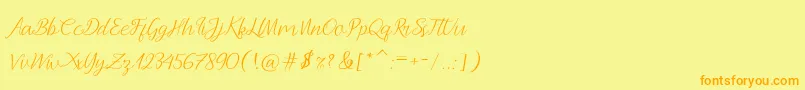 Andella Script-Schriftart – Orangefarbene Schriften auf gelbem Hintergrund