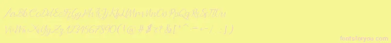 フォントAndella Script – ピンクのフォント、黄色の背景