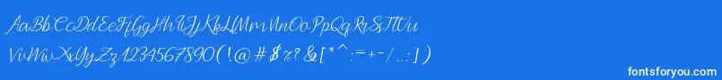 フォントAndella Script – 青い背景に白い文字