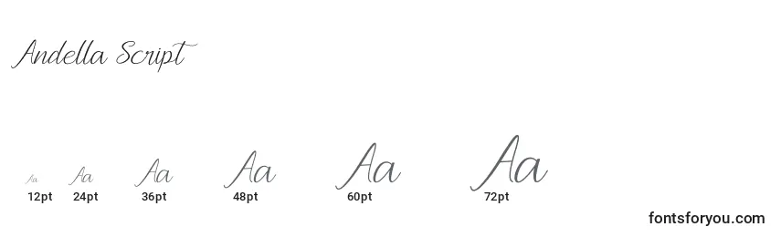 Размеры шрифта Andella Script (119531)