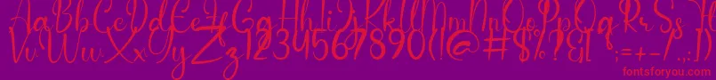 Anderella Demo-Schriftart – Rote Schriften auf violettem Hintergrund