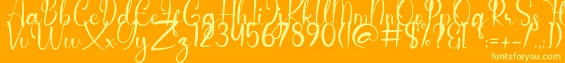 Anderella Demo-Schriftart – Gelbe Schriften auf orangefarbenem Hintergrund