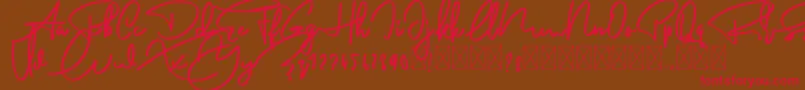 フォントAnderfontFree – 赤い文字が茶色の背景にあります。